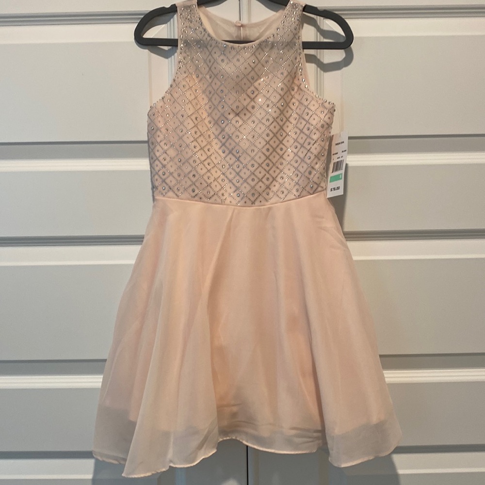 Girls Sparkle Bodice Pale Pink Party Dress